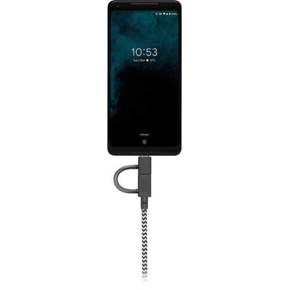 Native Union - 6.5' USB Type-A-to-Micro-USB/Lightning/USB Type-C Cable - Zebra - Picture 3 of 8